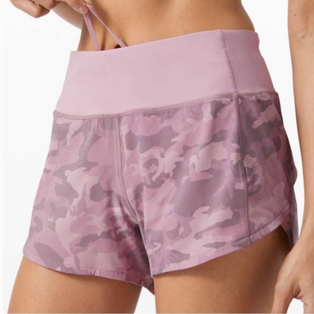 Lululemon Speed Up MR Shorts 4” Pink Camo
